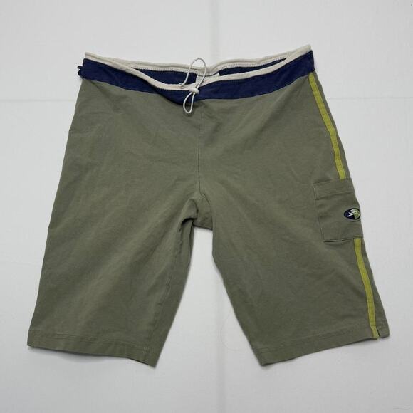 Vintage Hanes Sport Olive Green XL Cargo Shorts w/ Stripe & Custom Waist - Picture 1 of 5
